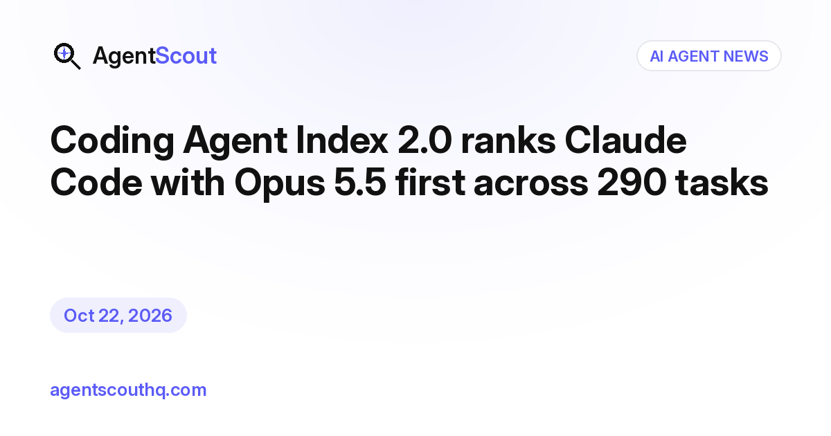 Coding Agent Index 2.0 ranks Claude Code with Opus 5.5 first…
